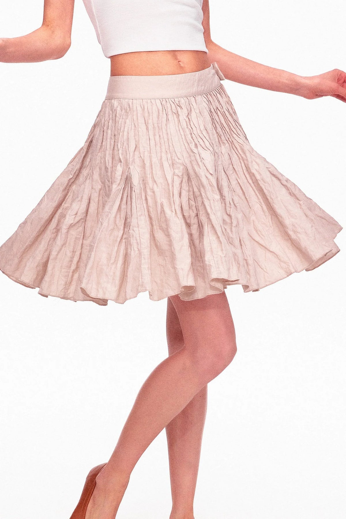 Memory Metallic Wire Crinkled A-Line Skirt