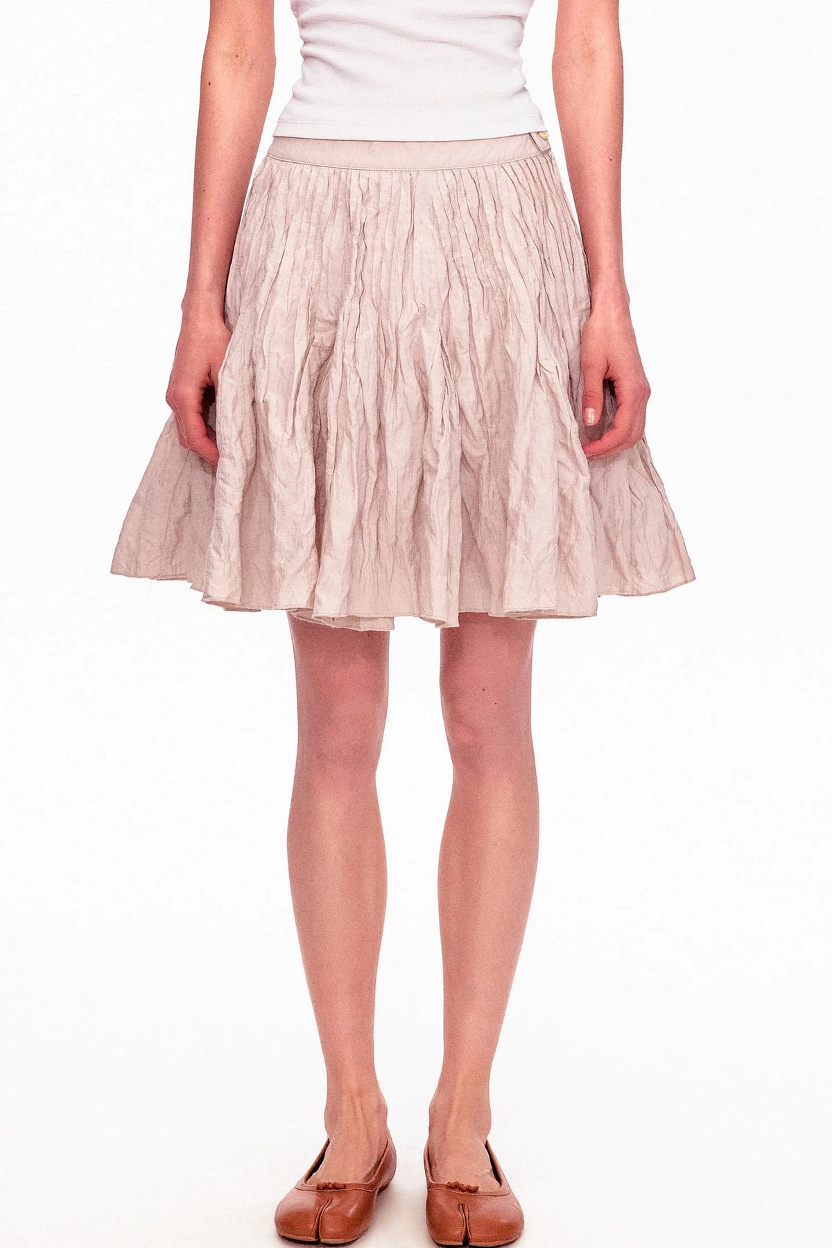 Memory Metallic Wire Crinkled A-Line Skirt