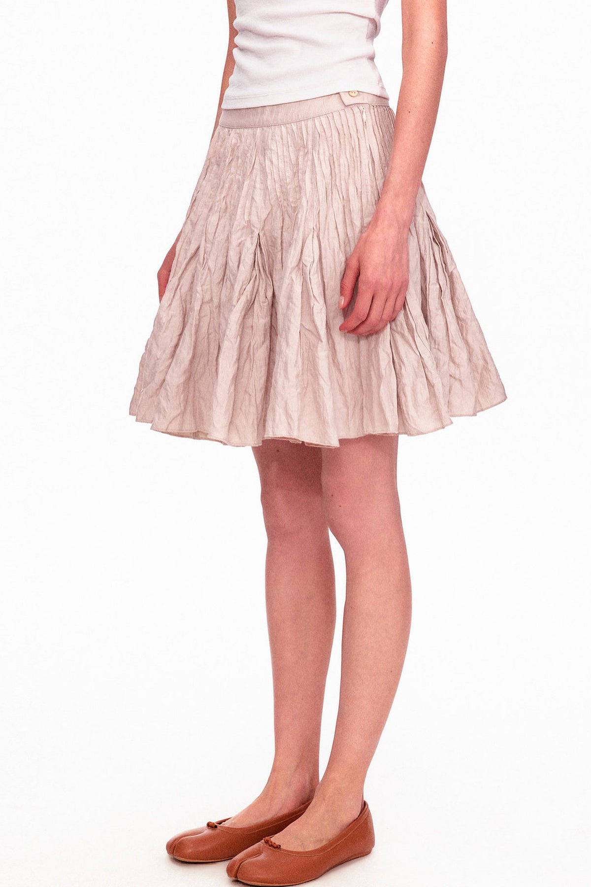 Memory Metallic Wire Crinkled A-Line Skirt