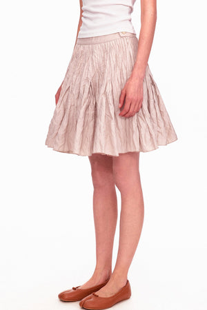 Memory Metallic Wire Crinkled A-Line Skirt