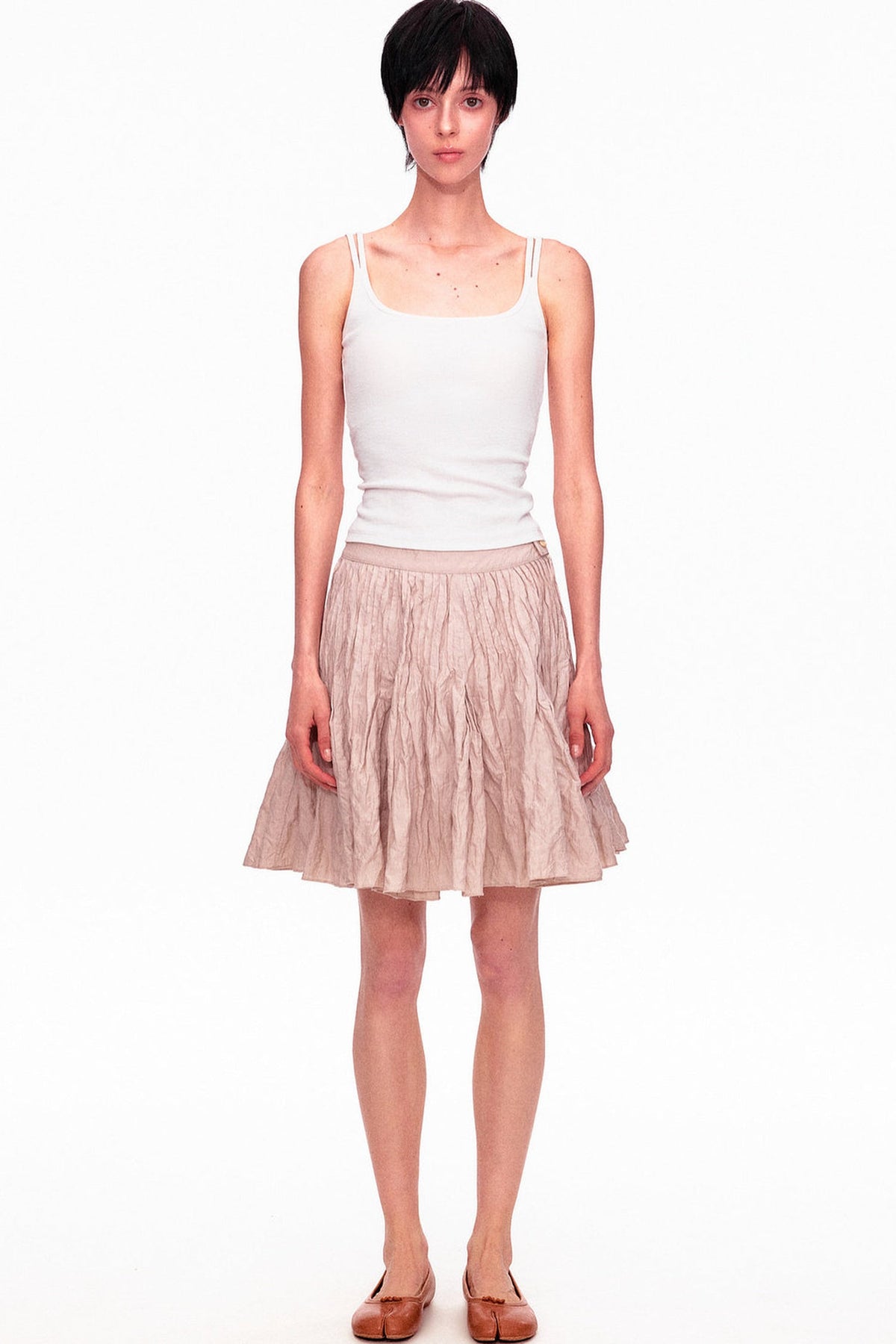 Memory Metallic Wire Crinkled A-Line Skirt