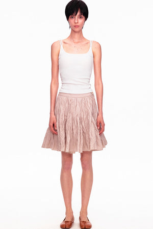 Memory Metallic Wire Crinkled A-Line Skirt