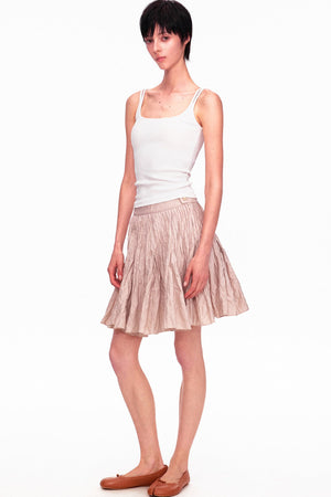Memory Metallic Wire Crinkled A-Line Skirt