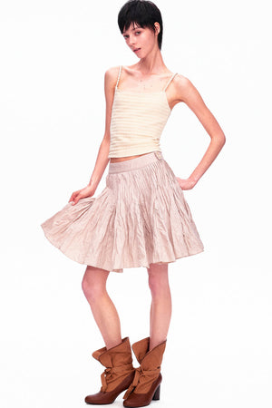 Memory Metallic Wire Crinkled A-Line Skirt