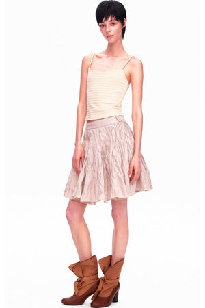 Memory Metallic Wire Crinkled A-Line Skirt
