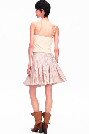 Memory Metallic Wire Crinkled A-Line Skirt