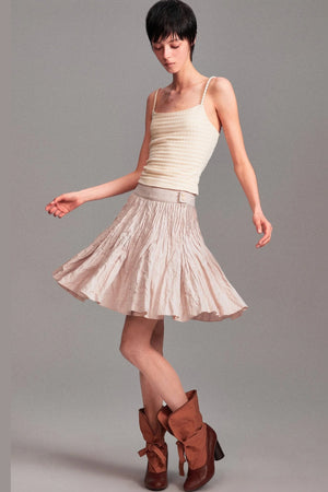 Memory Metallic Wire Crinkled A-Line Skirt