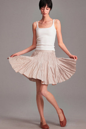 Memory Metallic Wire Crinkled A-Line Skirt