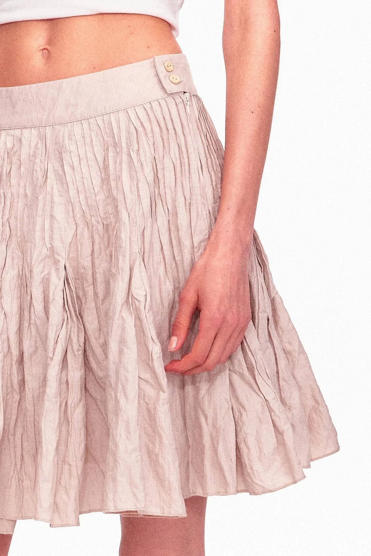 Memory Metallic Wire Crinkled A-Line Skirt