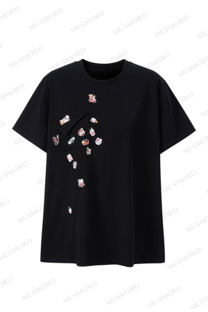 Meow-Chan Print Oversized Blouse