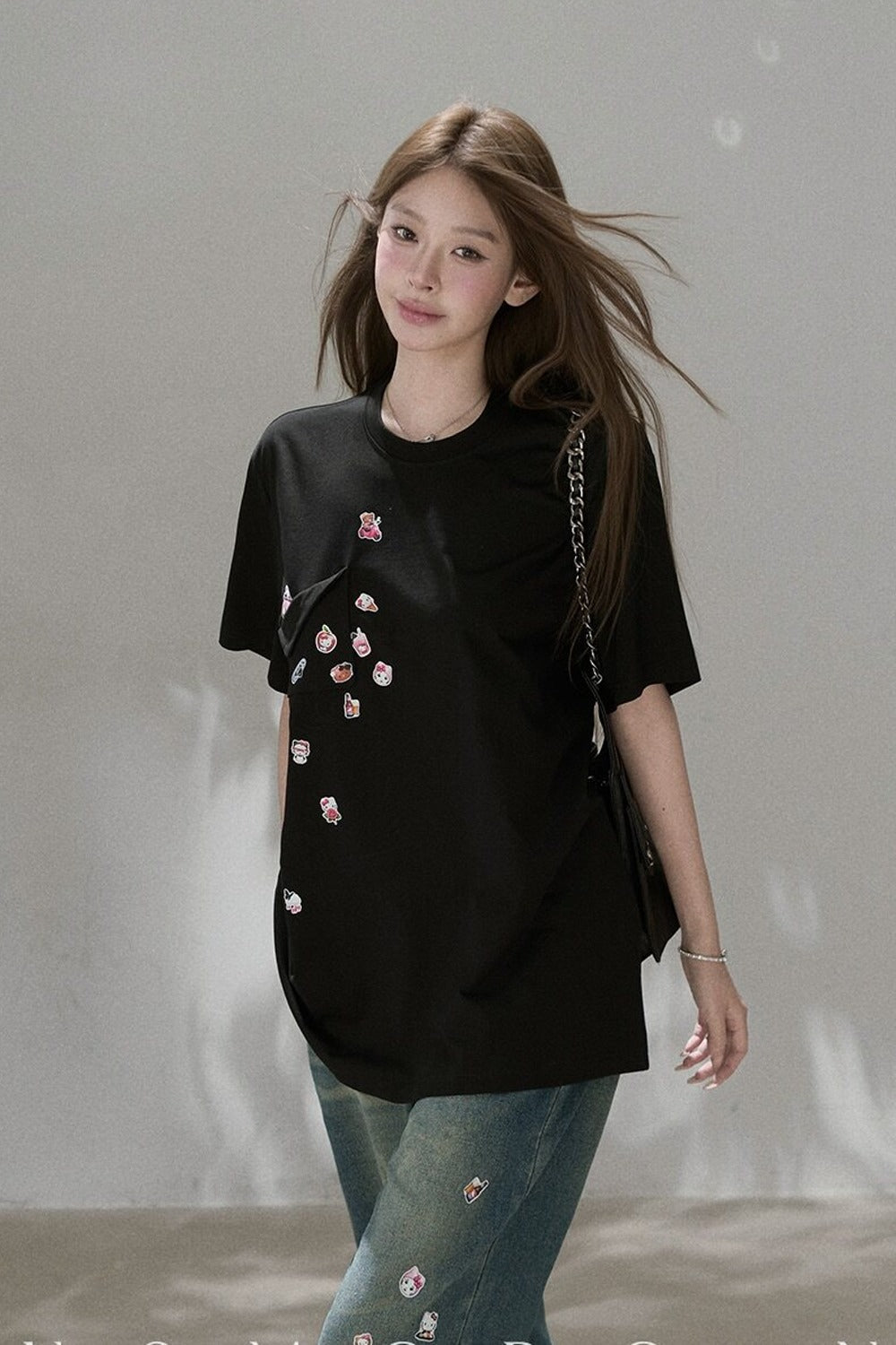 Meow-Chan Print Oversized Blouse