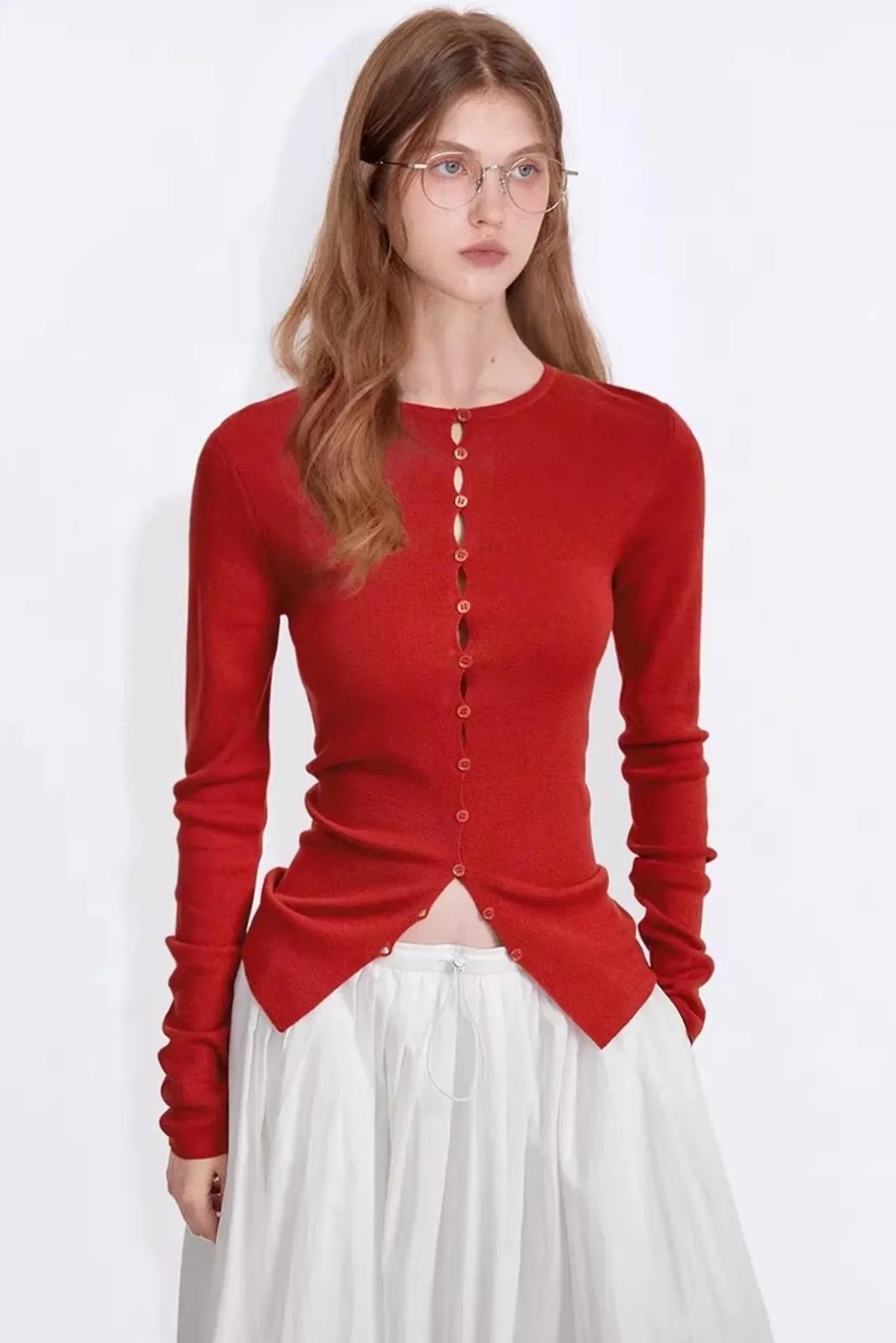 Merino Wool Button Cardigan Top