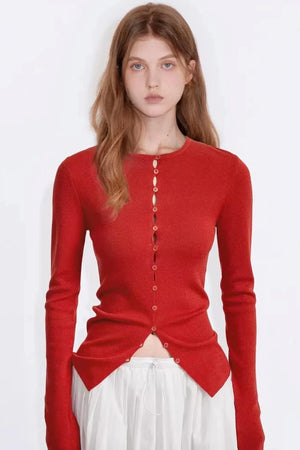 Merino Wool Button Cardigan Top
