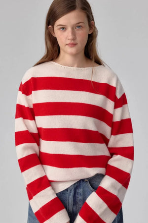 Merino Wool Red Striped Sweater