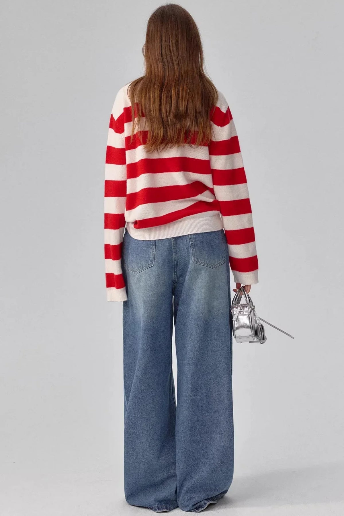 Merino Wool Red Striped Sweater