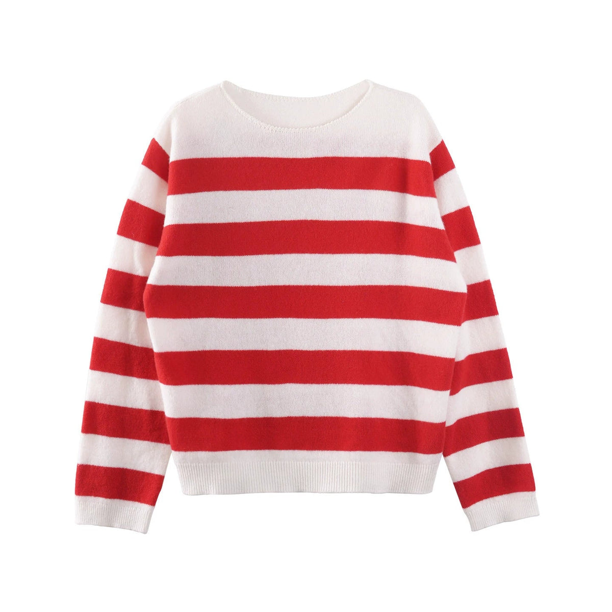 Merino Wool Red Striped Sweater
