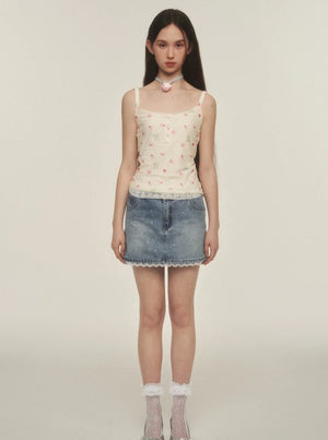 Mesh Camisole French Vintage Lace Top