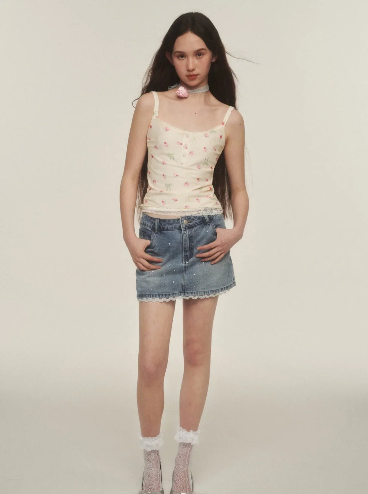 Mesh Camisole French Vintage Lace Top