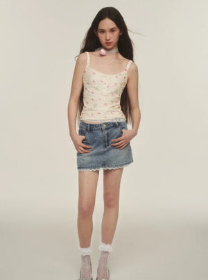 Mesh Camisole French Vintage Lace Top