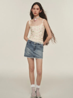 Mesh Camisole French Vintage Lace Top