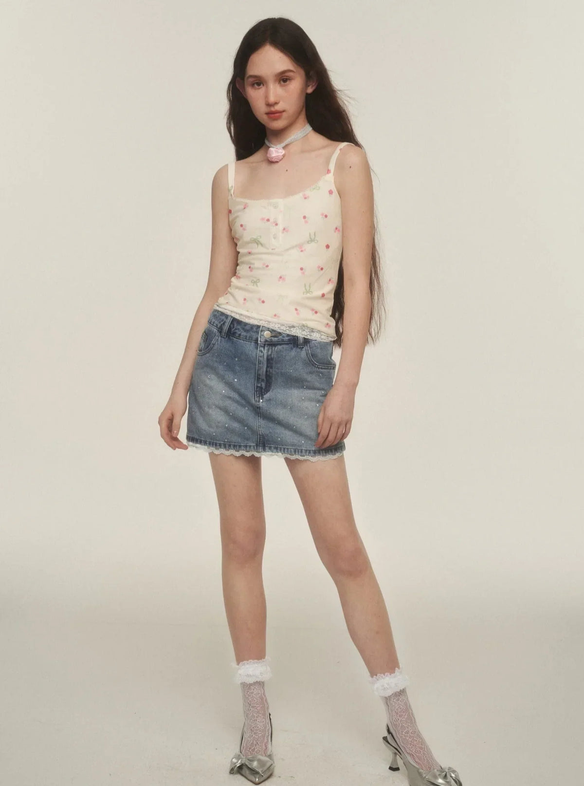Mesh Camisole French Vintage Lace Top