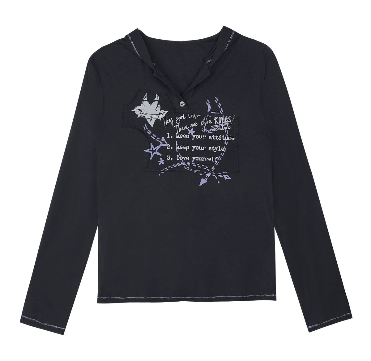 Mesh Graffiti Print Hooded Top Set-Up
