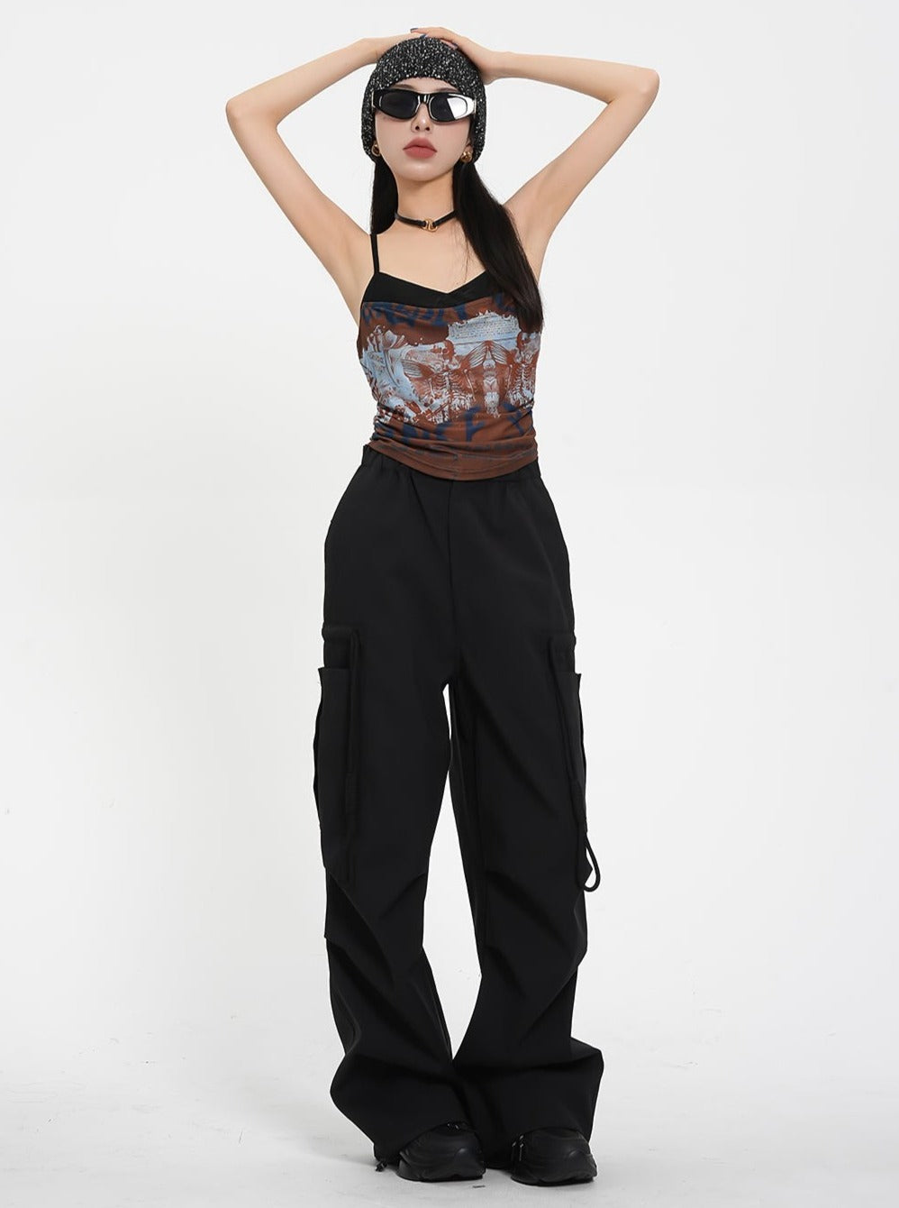 Mesh Letter Stitching Top