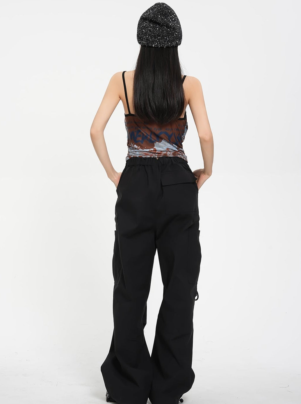 Mesh Letter Stitching Top