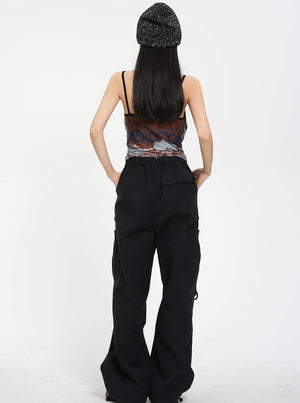 Mesh Letter Stitching Top