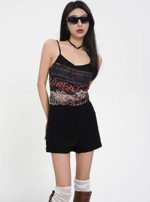 Mesh Letter Stitching Top
