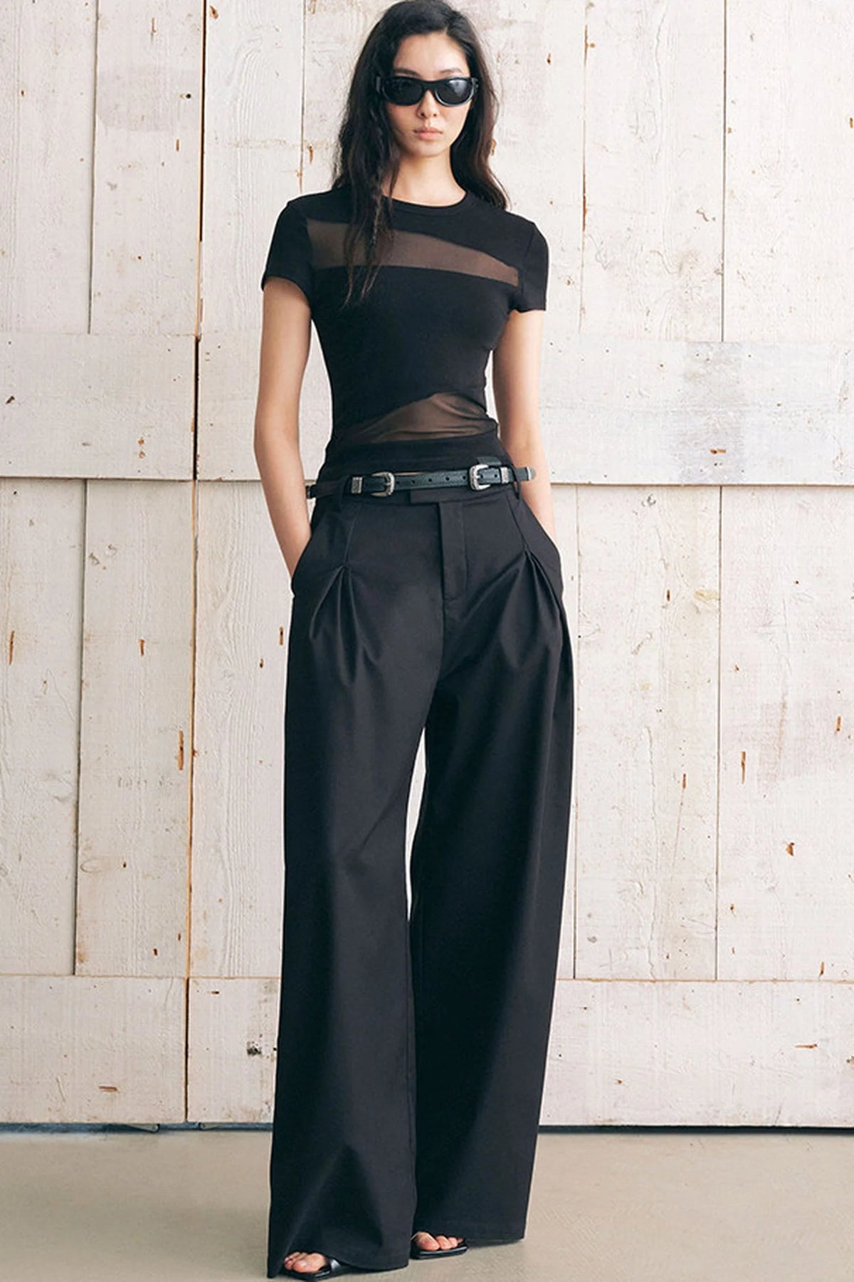 Mesh Spliced Slim Fit T-Shirt