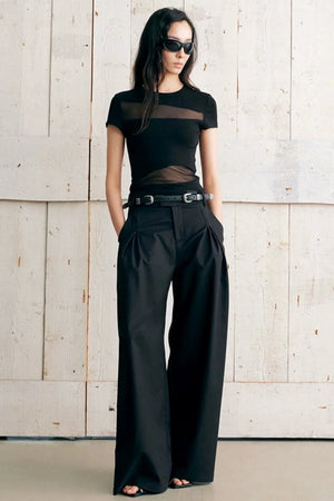 Mesh Spliced Slim Fit T-Shirt