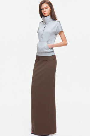 Metal Button Military Epaulet Knit Top
