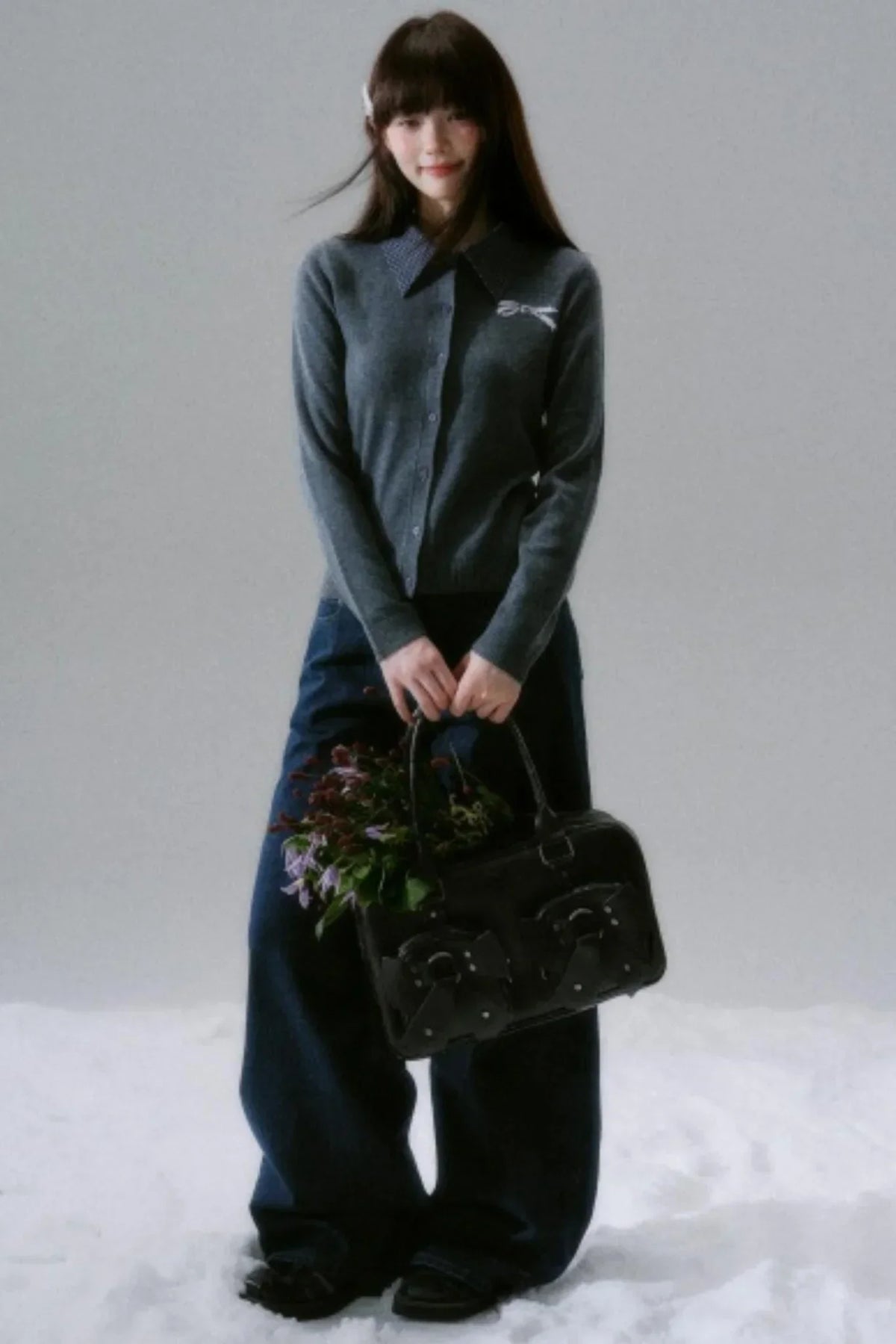 Miao-Style Wool Cardigan Sweater
