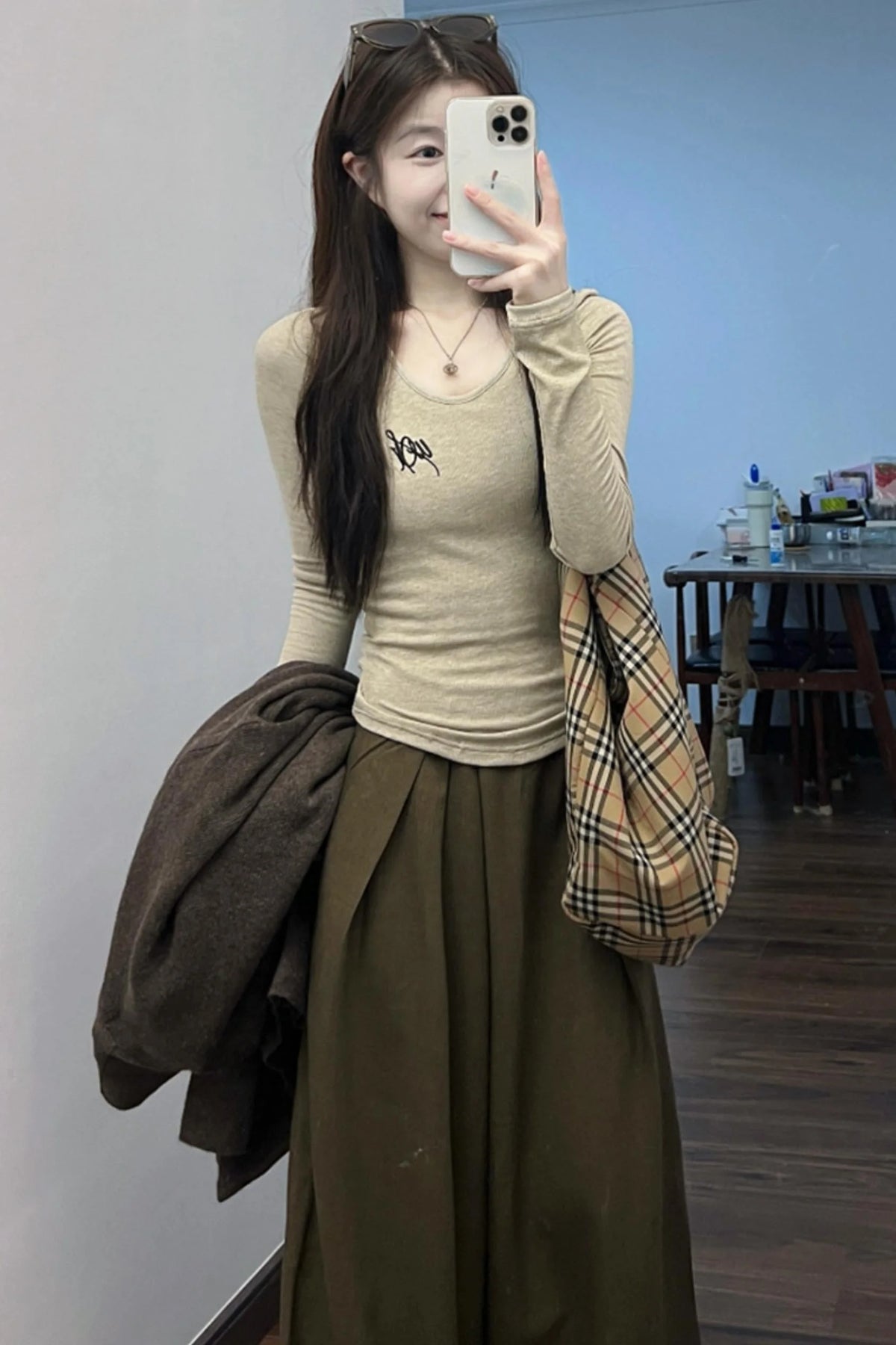 Mid-Length Sweater Cardigan Base Layer Wide-Leg Pants Set-Up