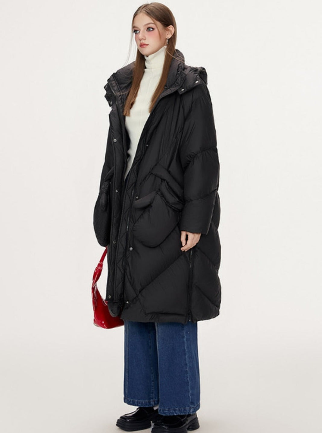 Mid-length Thickened Warm Loose Hooded Jacket