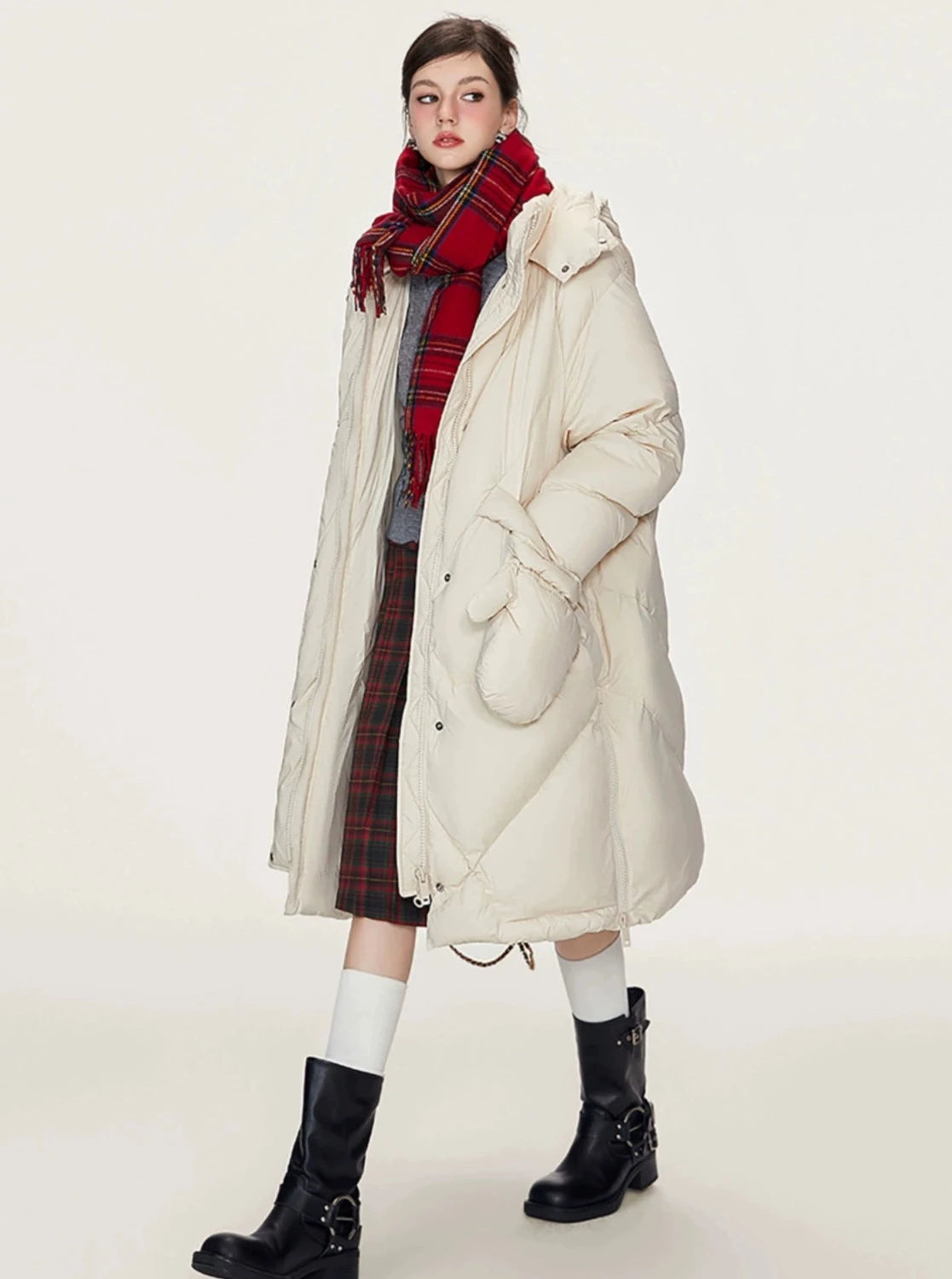 Mid-length Thickened Warm Loose Hooded Jacket