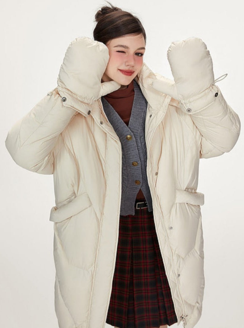 Mid-length Thickened Warm Loose Hooded Jacket