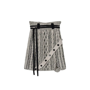 Midi slouchy knitted cardigan with skirt set