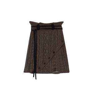 Midi slouchy knitted cardigan with skirt set