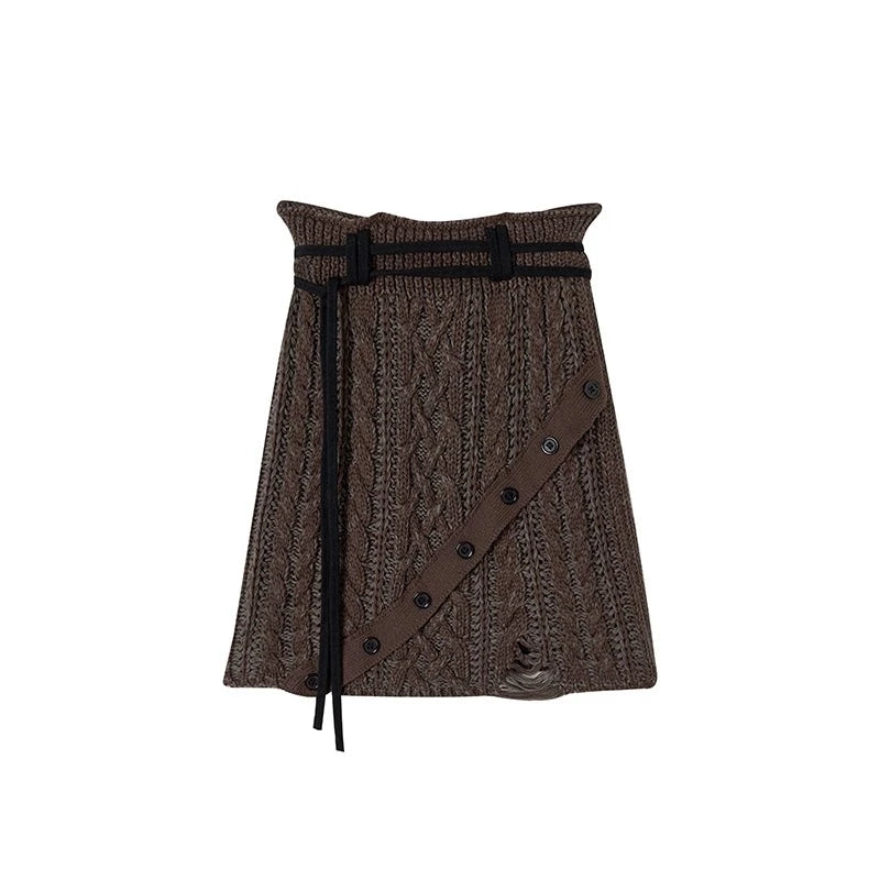 Midi slouchy knitted cardigan with skirt set