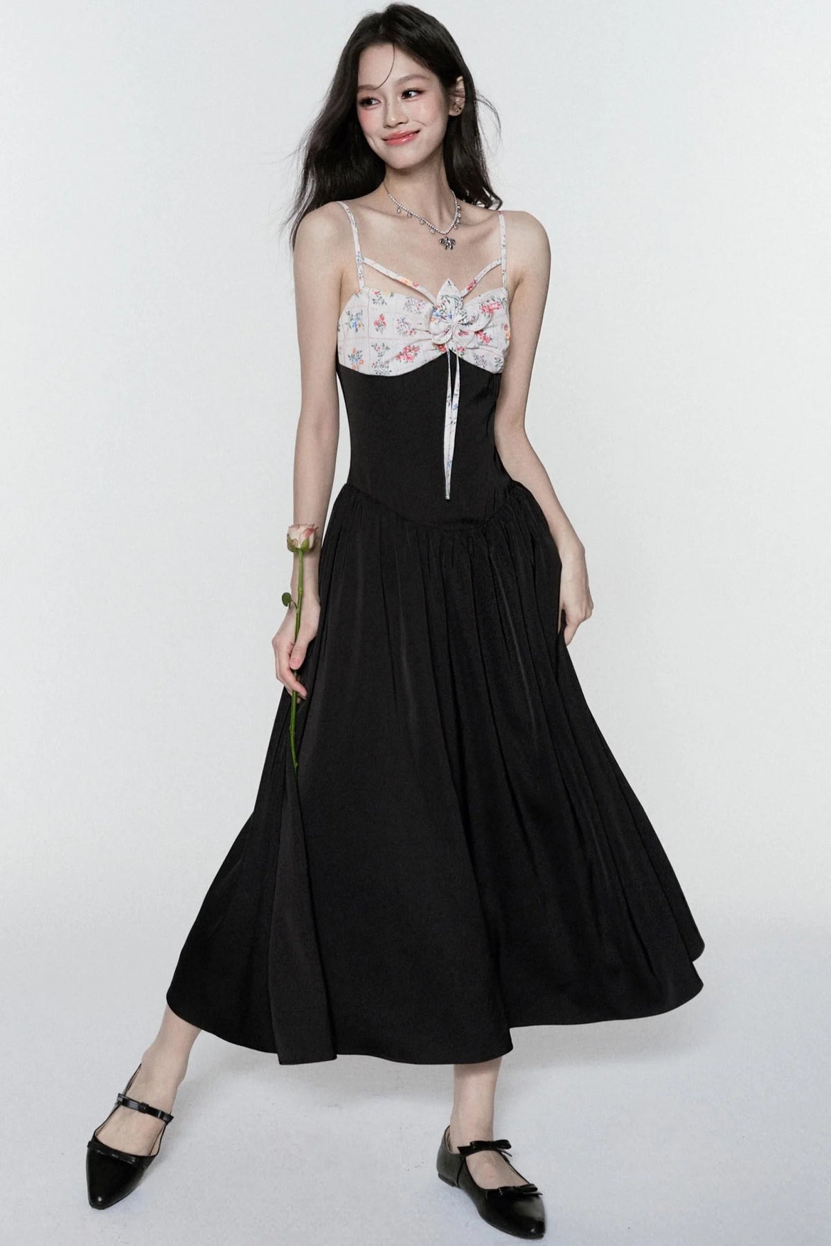 Midnight Satin Halter Dress