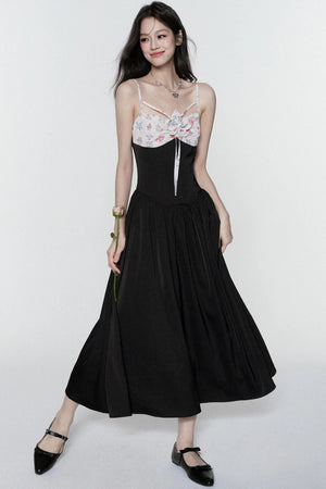 Midnight Satin Halter Dress