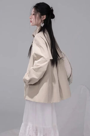 Milk Tea Cape Trench Coat