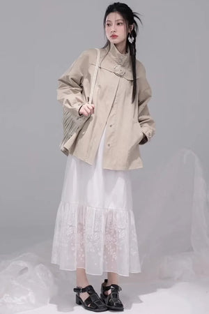 Milk Tea Cape Trench Coat