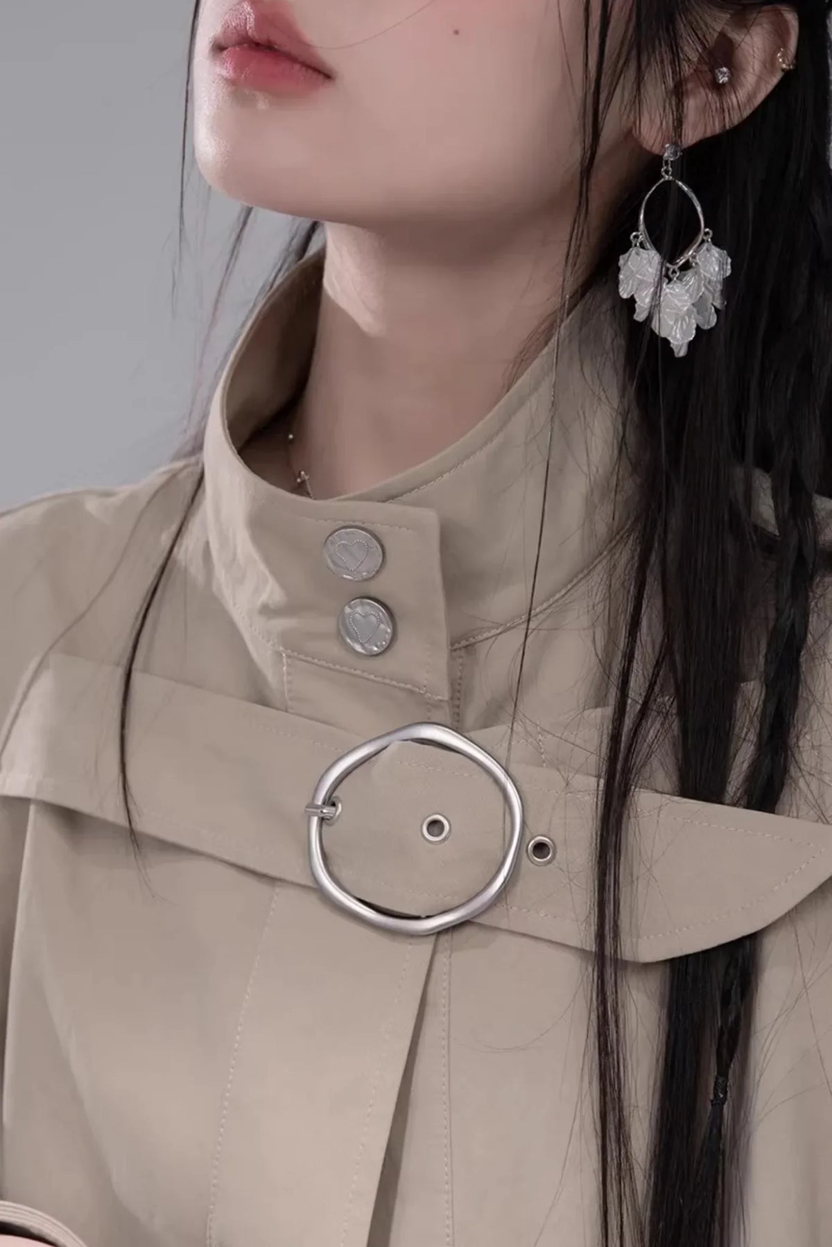 Milk Tea Cape Trench Coat