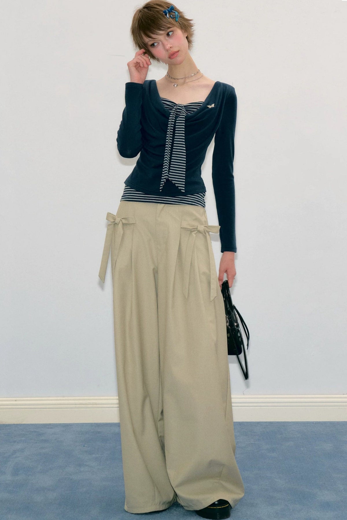 Milky Apricot Wide-Leg Pants