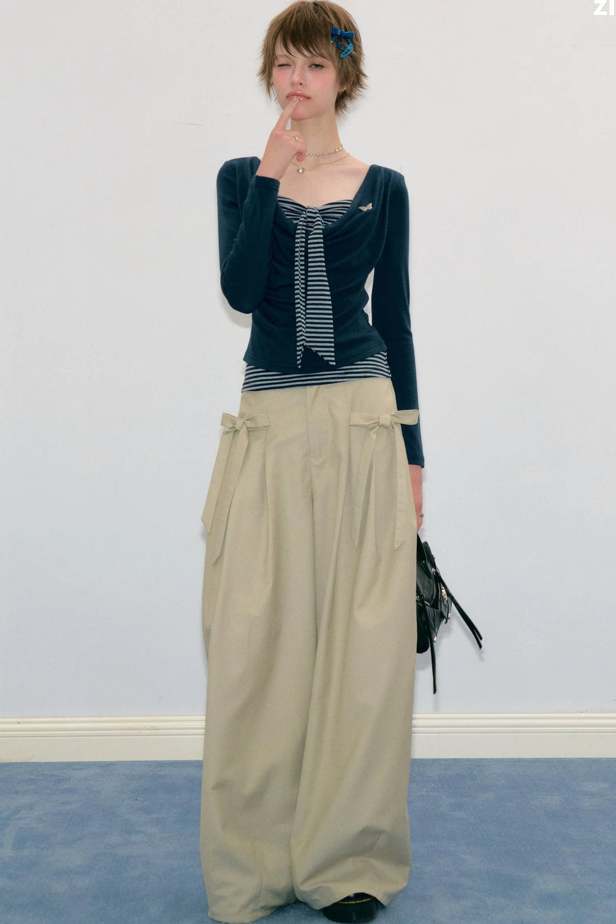 Milky Apricot Wide-Leg Pants