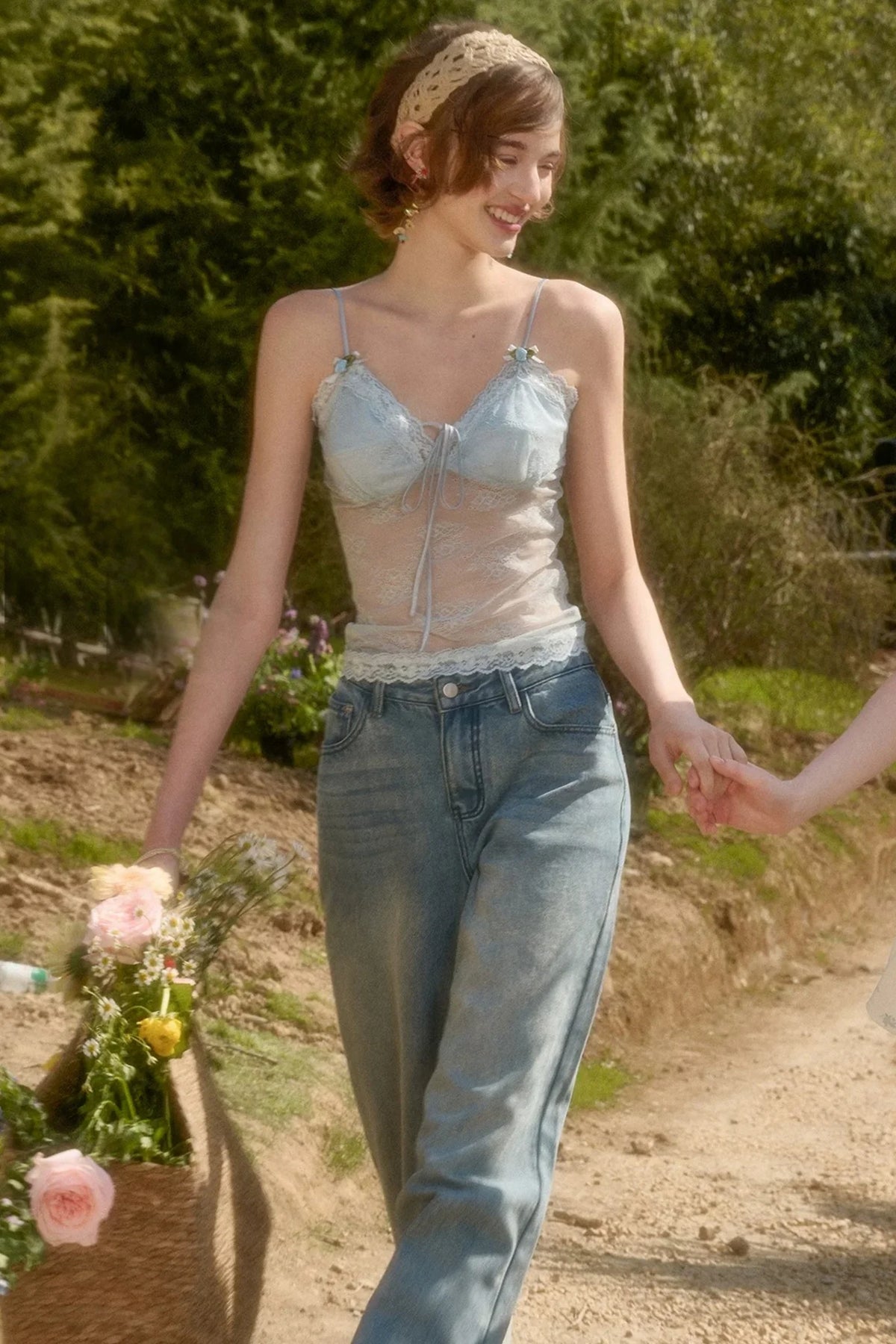 Milky Way Lace Ruched Top