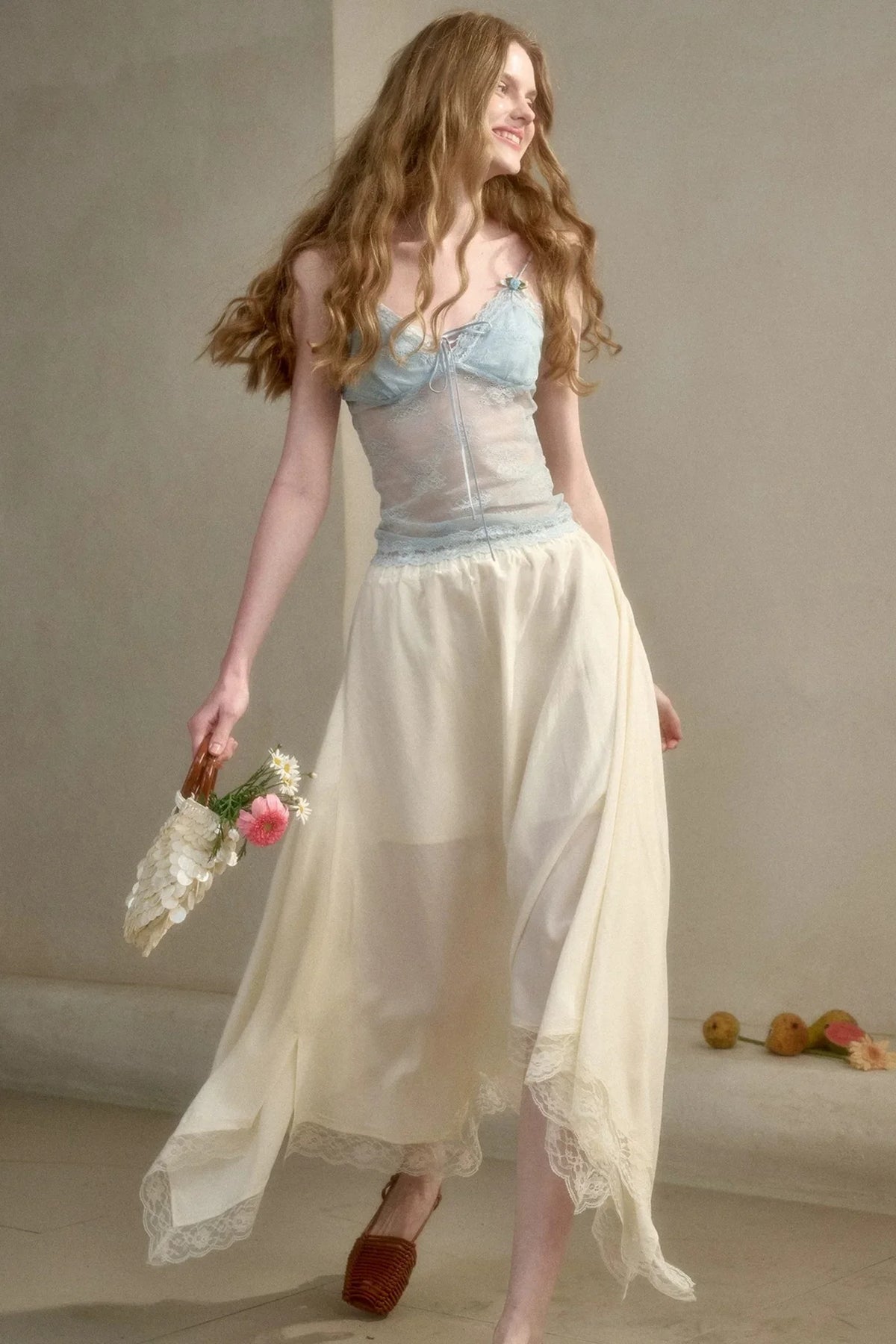 Milky Way Lace Ruched Top